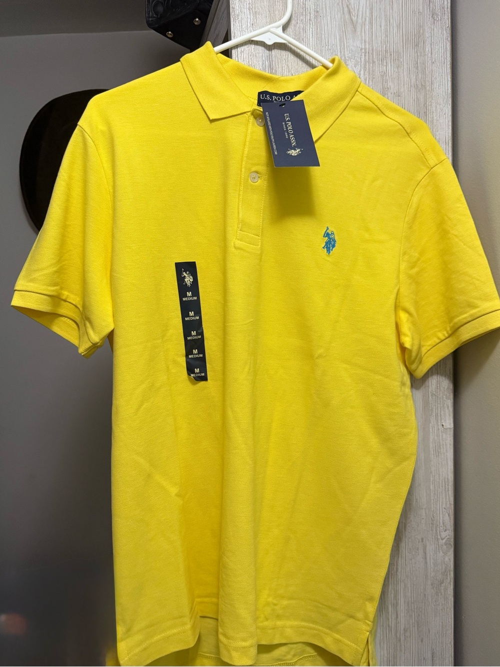 U.S. Polo Assn. Men’s Bright Yellow Polo with Teal Logo